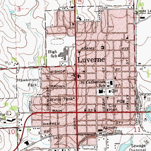 Topographic Map of Grace Lutheran Church, MN