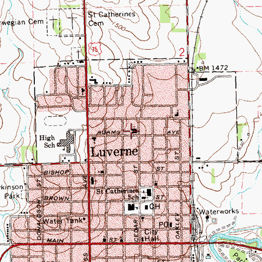 Topographic Map of Saint John Lutheran Church, MN