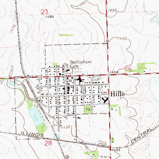 Topographic Map of Hills-Beaver Creek Junior-Senior High School, MN