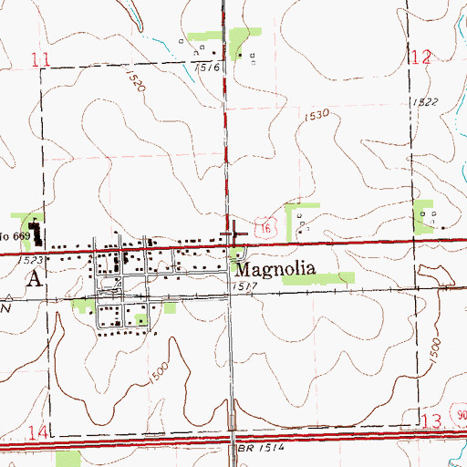 Topographic Map of Magnolia United Methodist Church, MN
