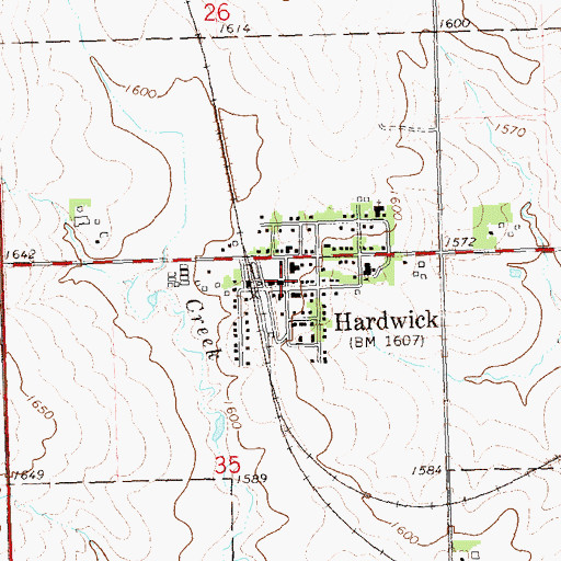 Topographic Map of Hardwick Post Office, MN