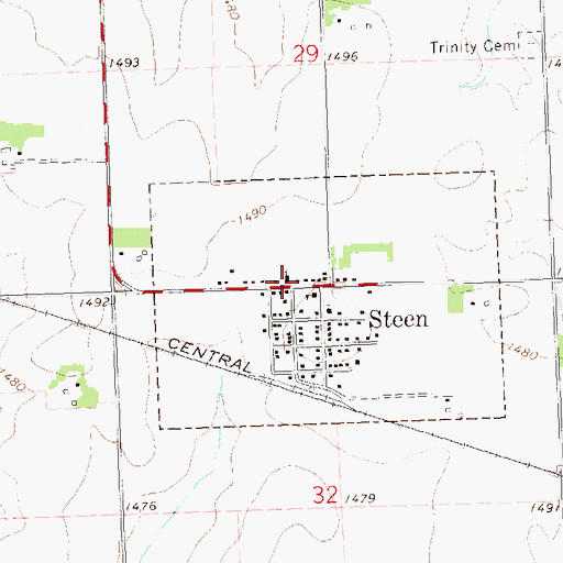 Topographic Map of Steen Reformed Church, MN