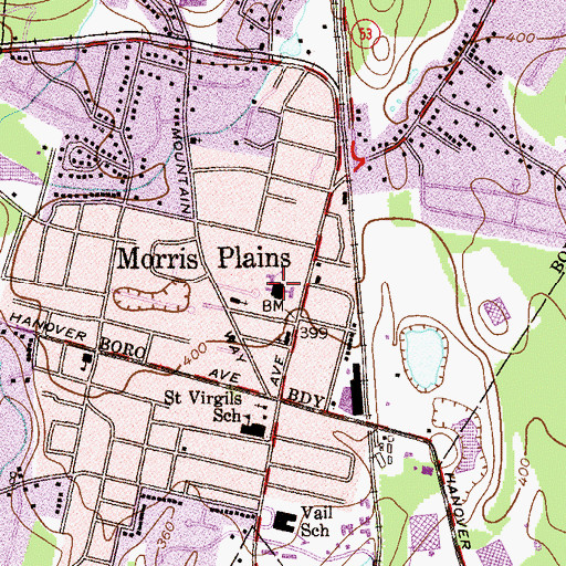 Topographic Map of Borough Elementary School, NJ