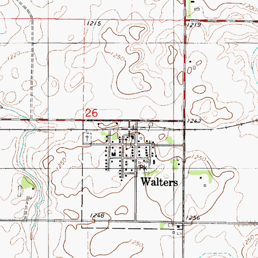 Topographic Map of Walters (historical), MN