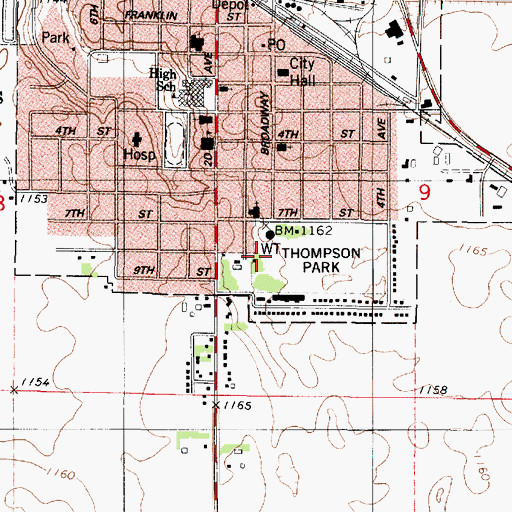 Topographic Map of Wells Golf Club, MN