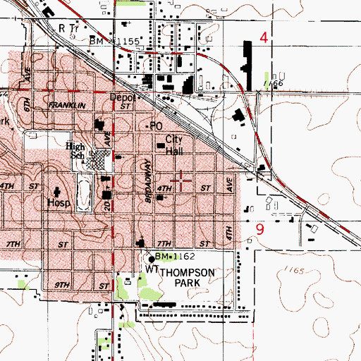 Topographic Map of Wells Volunteer Fire Department, MN