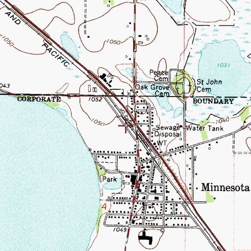 Topographic Map of Minnesota Lake, MN