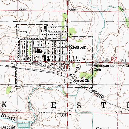 Topographic Map of Kiester Volunteer Fire Department, MN