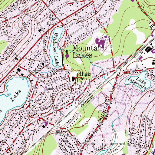 Topographic Map of Briarcliff Elementary School, NJ