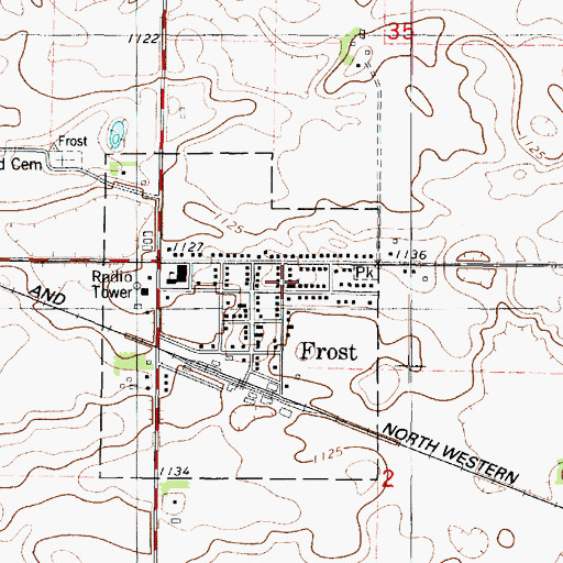 Topographic Map of United Lutheran Church, MN