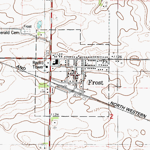 Topographic Map of Frost Post Office, MN