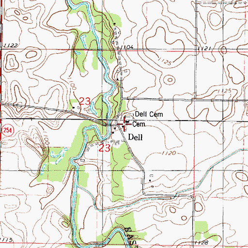 Topographic Map of Dell Lutheran Church, MN