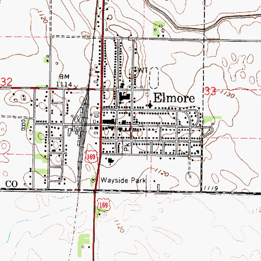 Topographic Map of Elmore Library, MN