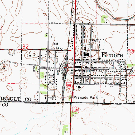 Topographic Map of Elmore (historical), MN