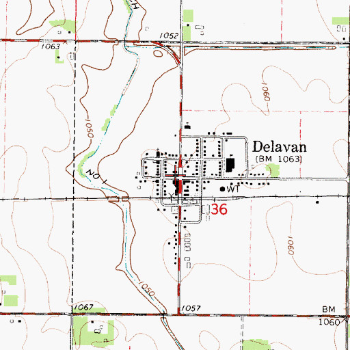 Topographic Map of Delavan Post Office, MN
