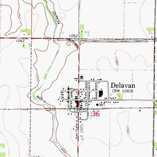 Topographic Map of Delavan Catholic Church, MN