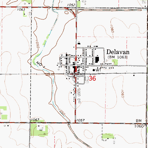 Topographic Map of Delavan (historical), MN