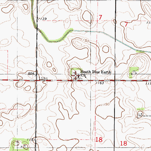 Topographic Map of South Blue Earth Lutheran Cemetery, MN