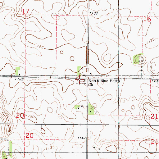 Topographic Map of North Blue Earth Lutheran Cemetery, MN
