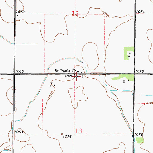 Topographic Map of Saint Paul's Cemetery, MN
