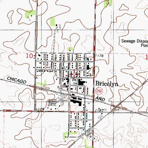 Topographic Map of Bricelyn Post Office, MN