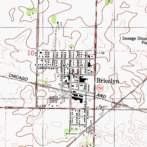 Topographic Map of Bricelyn City Library, MN