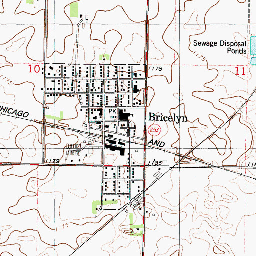 Topographic Map of Bricelyn, MN