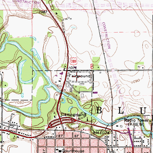 Topographic Map of Faribault County Fairgrounds, MN