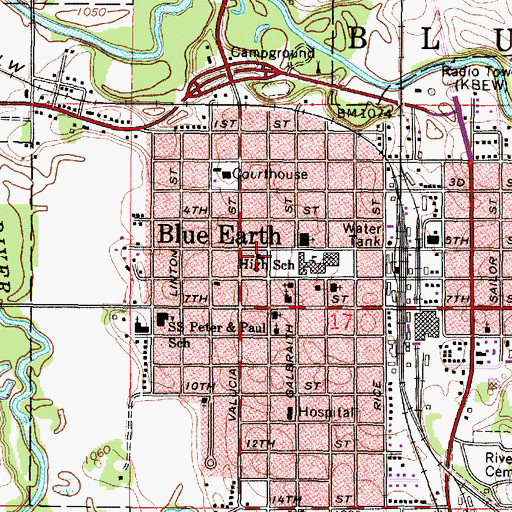 Topographic Map of First United Methodist Church, MN