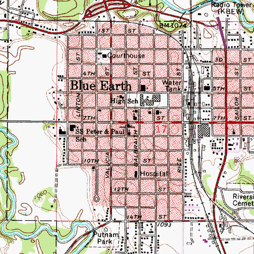 Topographic Map of First Baptist Church, MN