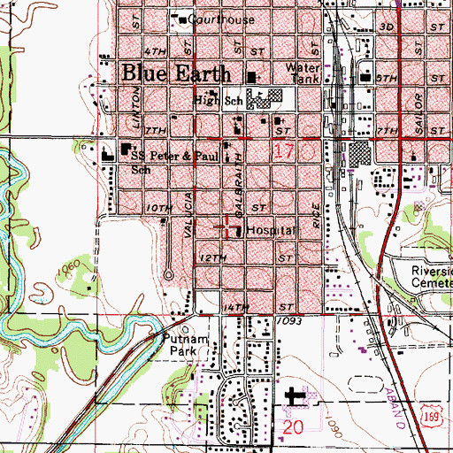 Topographic Map of United Hospital District, MN