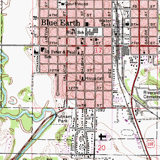 Topographic Map of Blue Earth Medical Center, MN