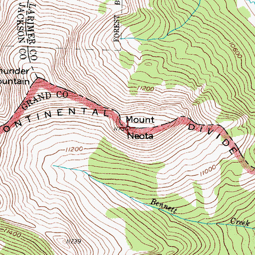 Topographic Map of Mount Neota, CO
