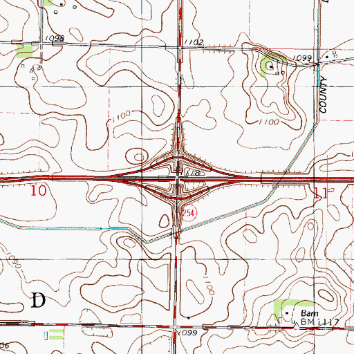 Topographic Map of Interchange 128, MN