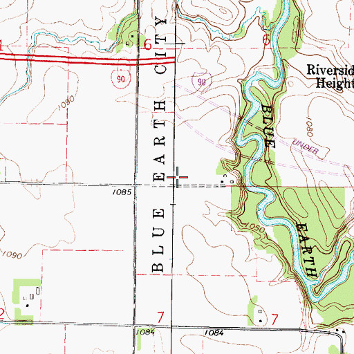 Topographic Map of Blue Earth East Bound Rest Area, MN