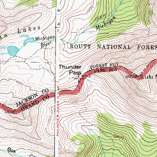 Topographic Map of Thunder Pass, CO