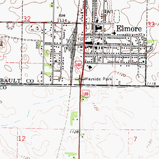 Topographic Map of State Line Wayside Park, MN