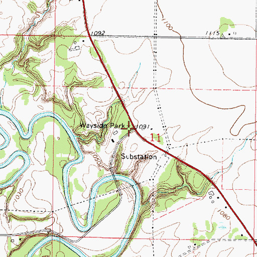Topographic Map of Winnebago Wayside Park, MN