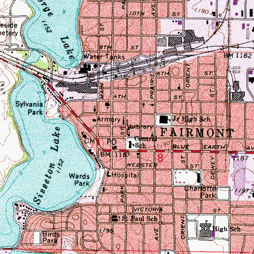 Topographic Map of Martin County Library, MN