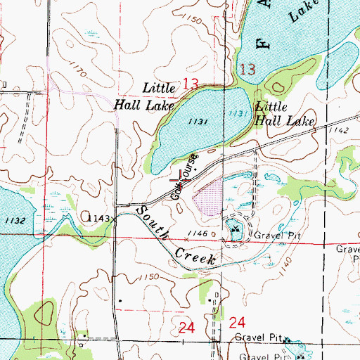 Topographic Map of Rose Lake Golf Club, MN