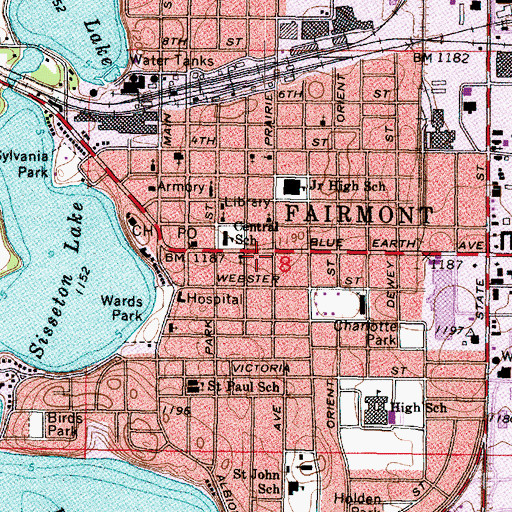 Topographic Map of Martin County Historical Society and Pioneer Museum, MN
