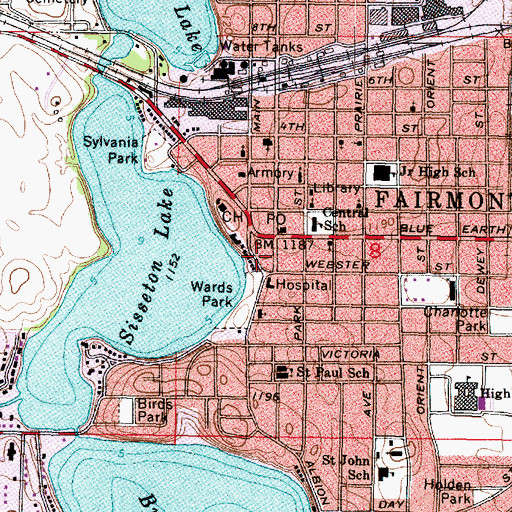 Topographic Map of First Assembly of God Church, MN