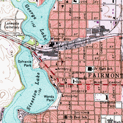Topographic Map of First Congregational Church, MN