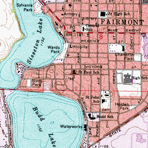 Topographic Map of Saint Paul's Lutheran Church, MN
