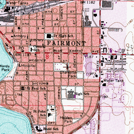 Topographic Map of Grace Lutheran Church, MN