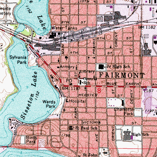 Topographic Map of Episcopal Church, MN