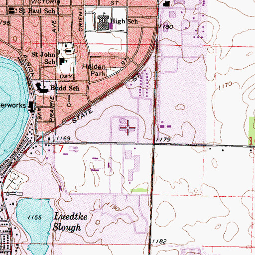 Topographic Map of Mayo Clinic Health System Fairmont, MN