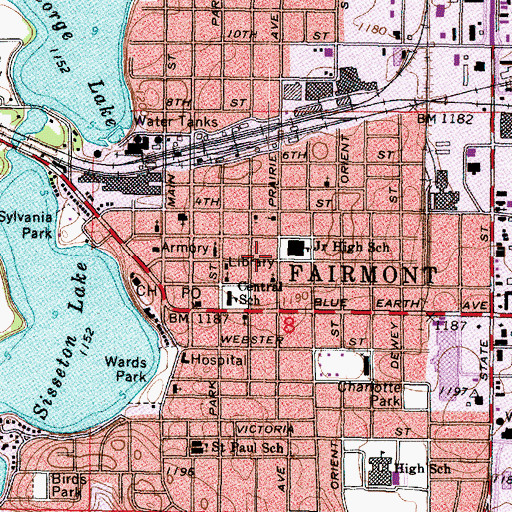Topographic Map of Veterans Park, MN