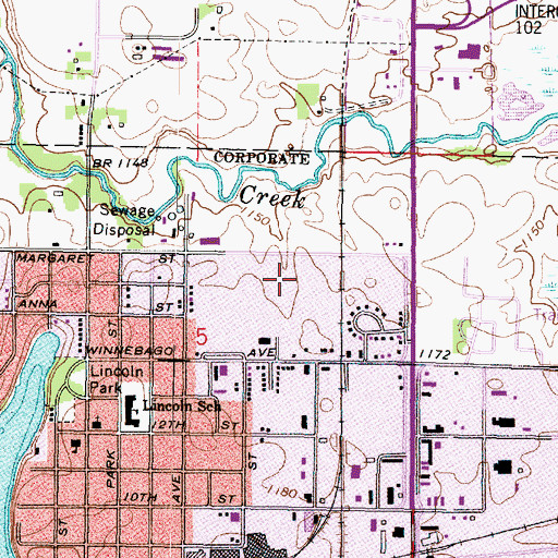 Topographic Map of Skate Park, MN