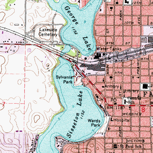 Topographic Map of Sylvania Park, MN